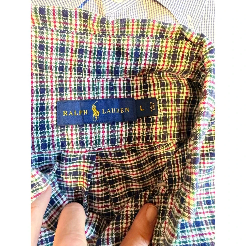 Lot of 7 Polo Ralph Lauren Mens Button Down Shirts L XL Blake Classic Fit Cotton